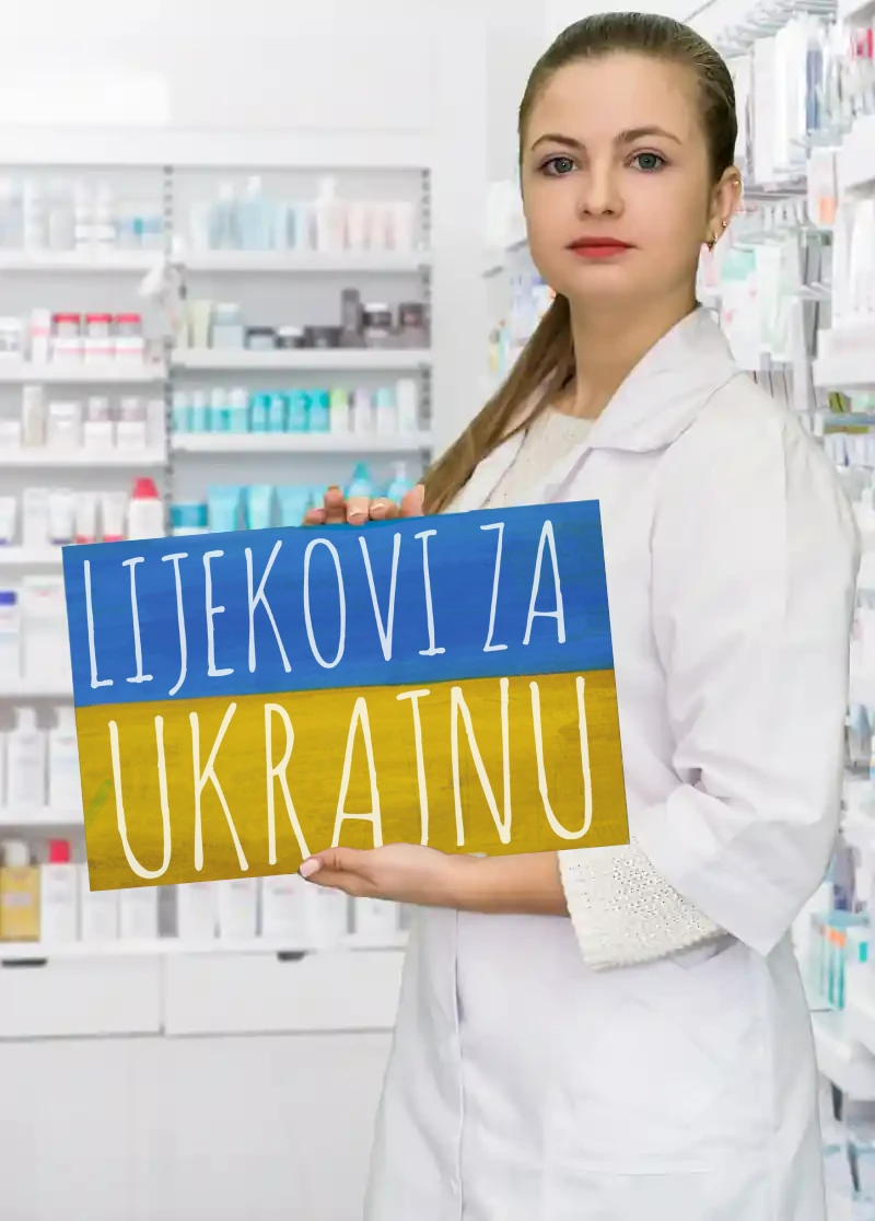 A person holding a Medicines to Ukraine poster